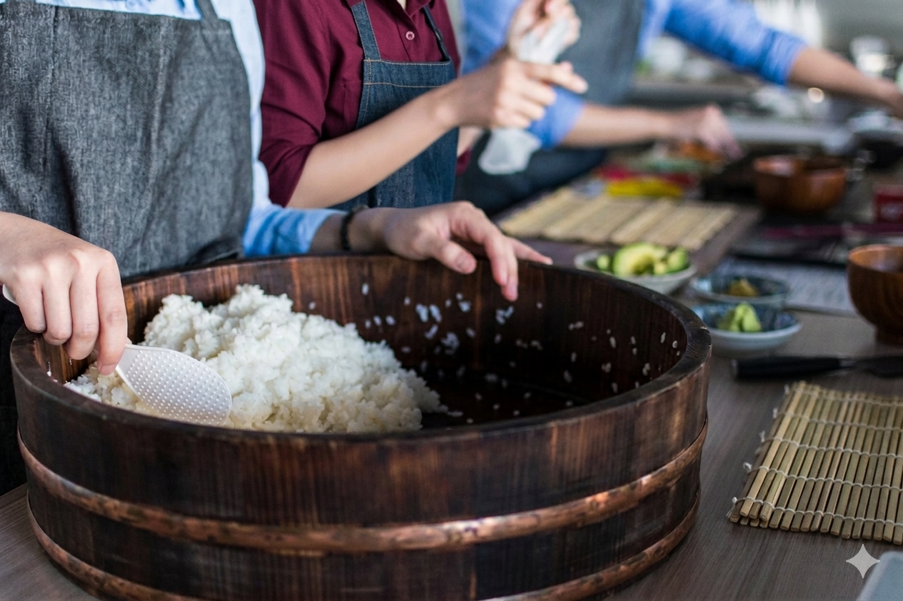 Preparación del arroz para sushi