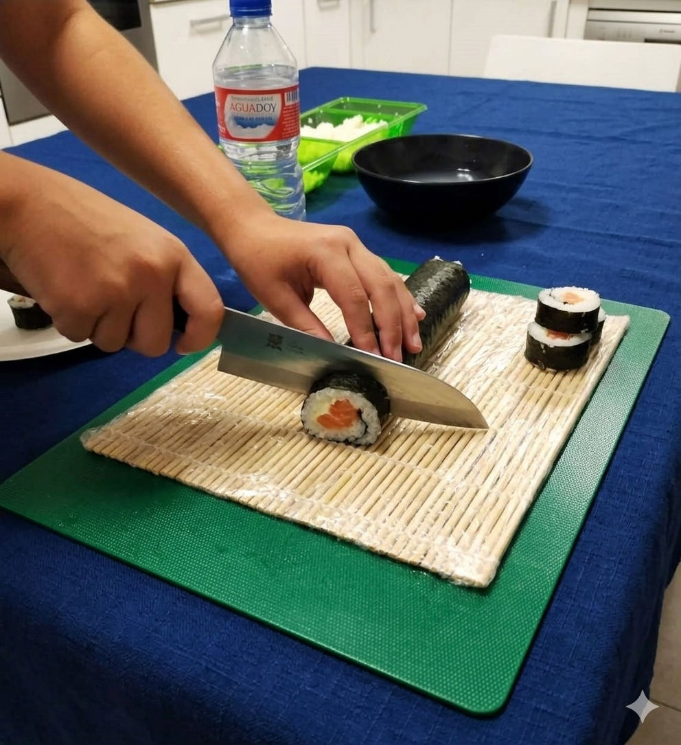 Taller de sushi interactivo — participantes preparando rolls de sushi